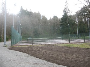 Wet tennis courts