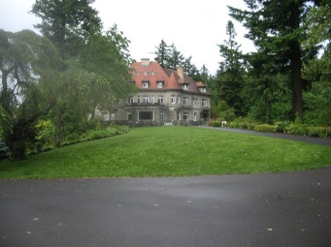 The back of the mansion.