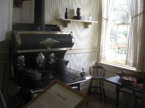 The kitchen in the Yaquina Bay Lighthouse.