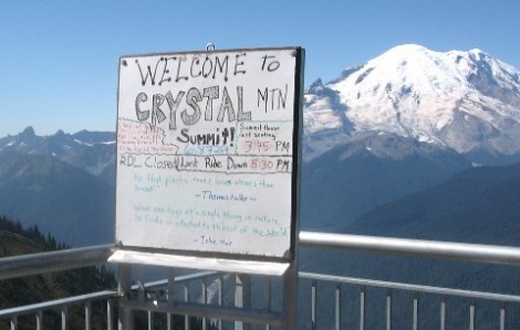 Welcome to Crystal Mountain, elevation 6872 feet.